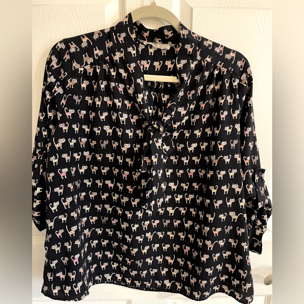 ModCloth Cat 🐈‍⬛ print Blouse